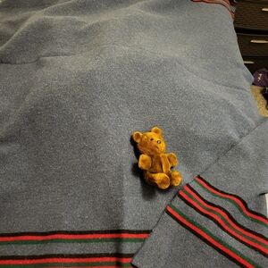 Pendleton Blue Blanket with Red and Green Stripes